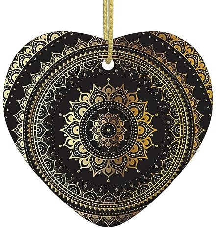 Kaleidoskop Mandala Keramik Herz Anhänger Für Home Einkaufszentrum Weihnachtsbaum Hängende Dekoration