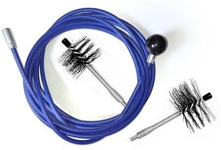 ULTRABRUSH B | Kit pulizia canna fumaria stufa a Pellet. 2 Scovoli Spazzacamino flex. Compatibile con ogni tipo di canna fumaria. Filo d’acciaio rivestito ultra robusto e scorrevole. (6 metri)