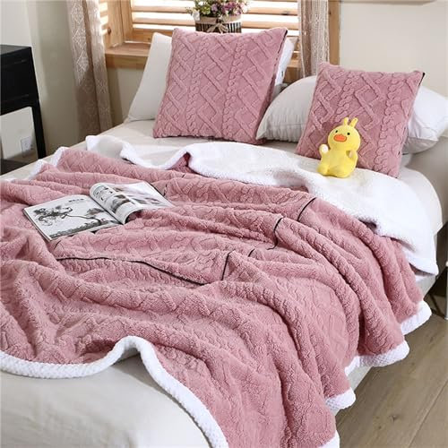 Hixingo Reisedecke und Kissen 2 in 1, Reisedecke mit Kissen Set Multifunktionale Reise Decke und Kissen 2 in 1 Weichem Flugzeug Verwandlungskissen für Urlaub, Camping (Einfarbig-Rosa,40 * 40cm)
