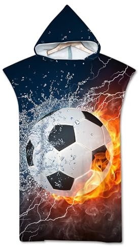 Rowjoy Handtuch Poncho, 75X110cm Mikrofaser Surf Poncho, Bademantel mit Kapuze Damen und Herren, Ideal zum Strand, Brandung, Sauna (Multicolor ball-75x110cm)