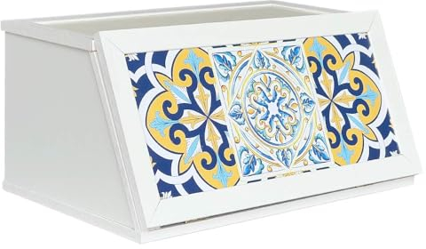 OKAFFAREFATTO MADDALONI Cassetto contenitore legno bianco con decori portapane