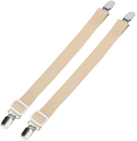 WOHPNLE 2 Stück Bettlakenspanner Verstellbar, Elastische Spannbettlakenhalter, Bettlaken Spanngurte, Spannbettlakenhalter für Faltenfreie Bettlaken, Matratzen, Spannbettlaken(Khaki)
