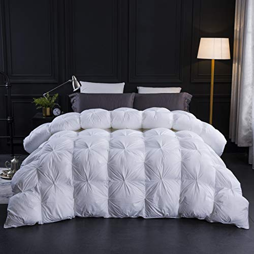 Three Geese King Size Duvet 7.5Tog,Goose Feather Down Duvet Ideal for Spring and Summer, 100% Organic Cotton Cover, Double Quilt Bed Comforter (White)