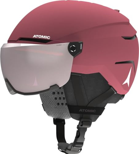 ATOMIC Savor Visor JR Skihelm mit Visier - Maroon - Größe S - Für Kinder & Jugendliche - Max. Stoßdämpfung - Active Aircon Belüftung - Brille mit High End-Verspiegelung