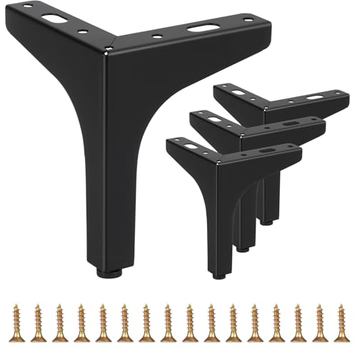 TaoTazon Möbelfüße Schwarz, 15 cm Möbelfüße Metall, 4 Stück Schrankfüsse, Füße für Möbel, Kommoden, Sideboards,Schrank