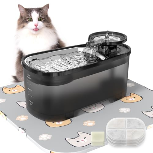 VEGREM CYD-001-LX Drinking Fountains for Cats, Carbon Fibre, 2.5 liters