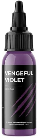 Monsters Ink - Tinta de tatuaje morada de tinta negra, tinta roja, tinta de tatuaje negra y verde, tinta de tatuaje azul, tinta de tatuaje amarilla (violeta vengativo, 30 ml)