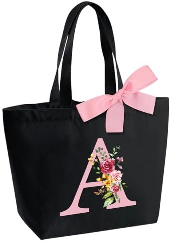 Personalisierte Initialen Tragetasche, Wasserdicht Handtasche Damen, Strandtasche mit Reißverschluss, Hochzeit Geschenke für Frauen Freundin Schwester Kollegin Braut Brautjungfern, Arbeit, Reisen
