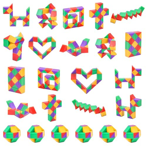 Ainiv 24Pz Mini Colore Cubo di Serpente Giocattolo, Gadget Compleanno Bambini, 24 Blocchi Giocattolo Twist Cubo Puzzle, per Festa Compleanno Regalini Bambini Invitati Idea