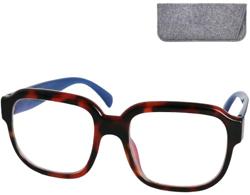Mini Brille - Lunettes de Lecture Oversize XL Rectangulaire (Tortue geniale), Sexy, Boîte Inclus, Grande Lunettes Loupe Homme et Femme + 2.5 Dioptrie