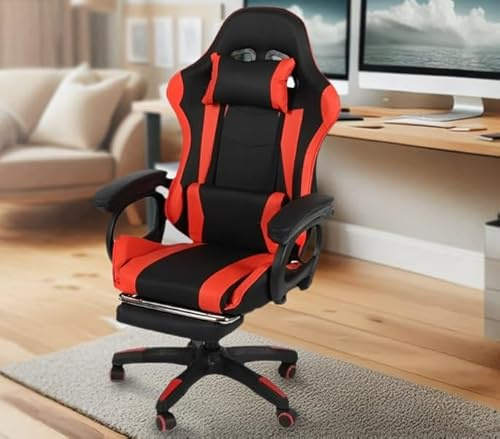 FENIXSHOP24 Sedia/Poltrona Gaming Ergonomica Reclinabile con Poggiapiedi Poggiatesta e Supporto Lombare Braccioli X Gamer da Scrivania con Ruote Girevoli HLD-920 (ROSSO)