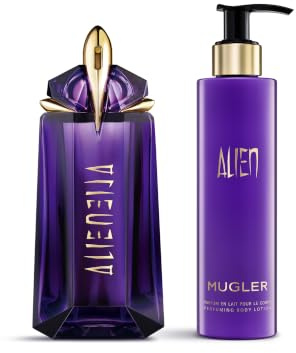 MUGLER Alien Eau De Parfum, Perfume Para Mujer, Ambarino, Amaderado y Floral, Fragancia Excepcional, Recargable, 90 ml + MUGLER Alien Loción Corporal Perfumada, 200 ml