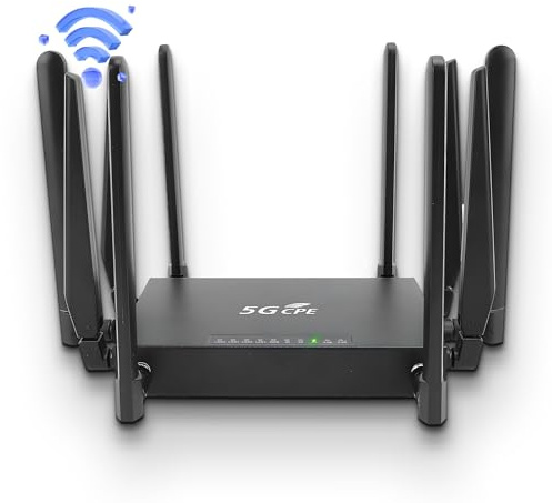Routeur 5G CPE pour Les Déplacements, Carte SIM de Routeur 5G, Routeur LTE WiFi 6 5G – 2 Bandes 2,4 GHz 5 GHz, 10 Antennes, 1800 Mbps, Prise en Charge de 20 Utilisateurs, Routeur