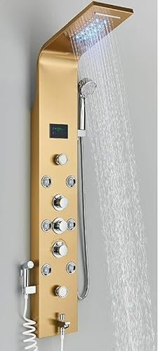 pomme de douche Ensembles de douche pour salle de bain nickel LED Panneau de douche à LED six fonctions Colonne de douche Pluie cascade de douche de douche à jets Spa Douche à baignoire avec baignoire