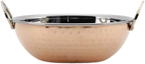 MIXEL Stainless Steel Copper Kadhai, Rust-Resistant, Corrosion-Resistant, Luxurious Appearance, Reduces The Cooking Time, Sleek, Modern Finish, (15 cm)