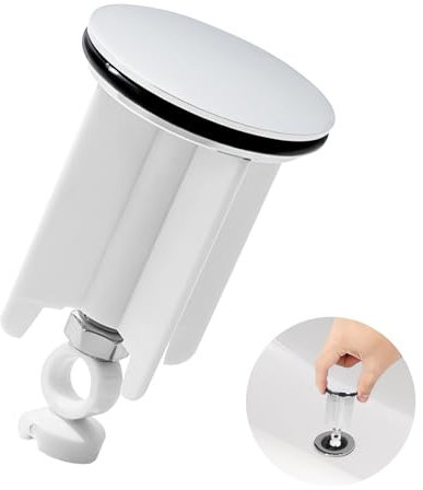 Universal Tapón Desague Lavabo, Ø 40 mm, Hecho de Latón con Sello de Goma, Tapón Lavabo Cromado, para de Baño Cocina, Enchufe Regulable en Altura, Libre de óxido y a Prueba de Fugas, Drain Plug