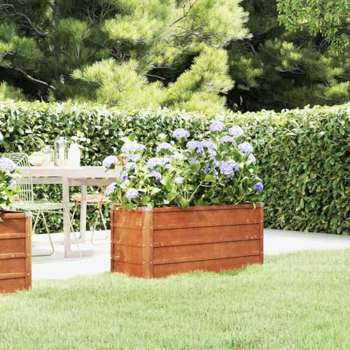 Canditree Lit Surélevé de Jardin Rouillé en Acier Corten, Carré Potager Métallique Jardinière pour Légumes Fleurs (100x40x45 cm)