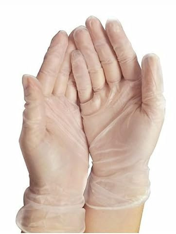 Healthy Home Confezione da 100 guanti in vinile, trasparenti, senza polvere, taglia M