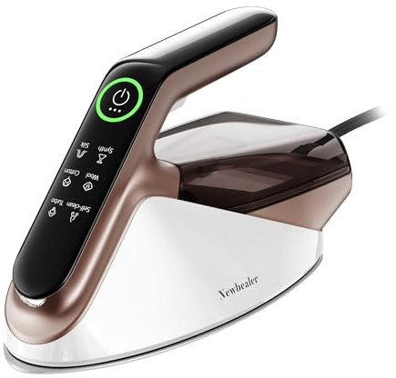 Newbealer Fer à Repasser Vapeur, 2400W Vapeur Turbo Puissante, 4 Réglages de Température et Pressing 200 g, Réservoir Amovible de 350ml, 20s Chauffe Rapide, Arrêt Automatique, Auto-Nettoyage, Or