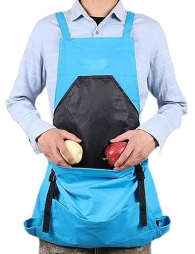 Tablier de jardin - Porte-outils, bavoir imperméable avec poche | Bouclier en toile robuste pour les travaux d'élagage, ceinture réglable pour le nettoyage quotidien du sol, poche profonde porte, bleu