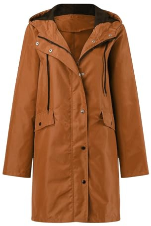 Generisch Manteau imperméable pour femme - Veste solide - Veste d'entraînement - Veste de pluie Softshell - Spray imperméabilisant, café, XXL