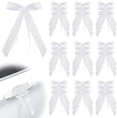50 Stück Autoschleifen Hochzeit, Cremeweiß Schleifen Hochzeit Deko, Antennenschleifen Weiß, Hochzeitsautoschleifen Für Autos, Hochzeiten, Tischdekorationen Und Geschenkverpackungen