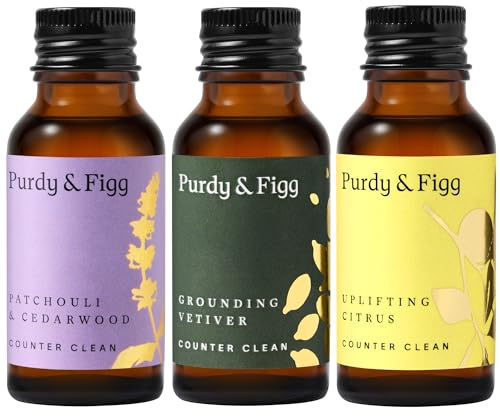 Purdy & Figg Counter Clean Refill Kit | Citrus & Cedarwood | 3 x 20mls | All-Purpose Cleaning Spray with Organic Essential Oils | Natural & Non-Toxic | Home & Kitchen Countertops