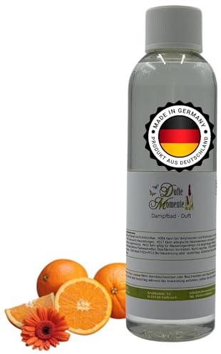 Dufte Momente Dampfbad Duftkonzentrat Orange 250ml – naturreine ätherische Öle – fruchtig & belebend – für Dampfbäder, Verdampferanlagen & Dampfduschen – vegan & Made in Germany