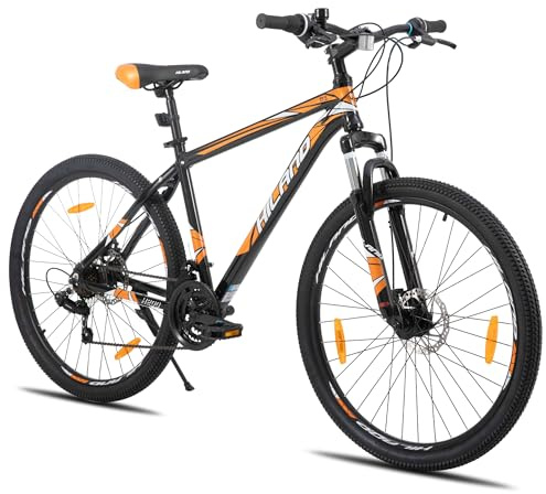HILAND 26/27,5 Zoll Mountainbike für Erwachsene, MTB mit Aluminiumrahmen, Mechanische Scheibenbremse, Mountainbike mit 21-Gang, Federgabel, MTB Fahrrad für Damen und Herren