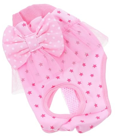 OSOLADY Hygienische Hundewindel aus Atmungsaktivem Baumwollmaterial Waschbar und Wiederverwendbar mit Elegantem Spitzen Design und Schleife Speziell für Weibliche Hunde und Welpen
