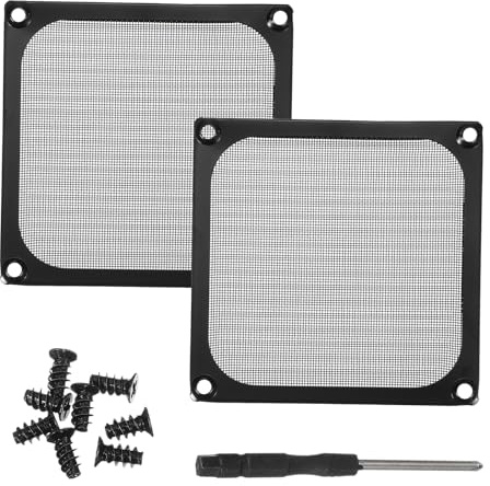 PATIKIL 92mm Fan Filter Grill, 2Pcs Ultra Fine Aluminum Mesh Ventilation Dustproof PC Cooling Fan Grill Covers with Screwdriver and Screws for Desktop Computer Case AC, Black