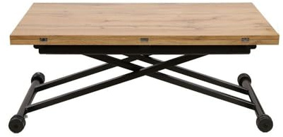 fanmuebles Mesa Centro Elevable Extensible Gijón 100x57 | Mesa Convertible En Mesa De Comedor con Apertura Tipo Libro Y Sistema Hidráulico | Mesa De Centro Elevable En MDF Roble