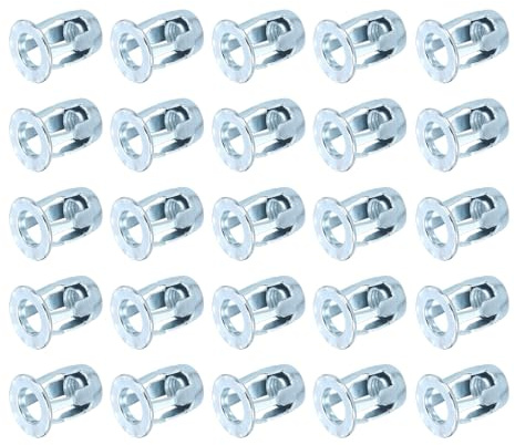 QUARKZMAN 25 Piezas Tuercas Expansión M8x21 Mm Tuercas Inserción Plateado | Roscadas, Arandelas Expansión Multiagarre, Con Acabado Zinc Acero Al Carbono, Para Uso En Paredes Huecas Hierro