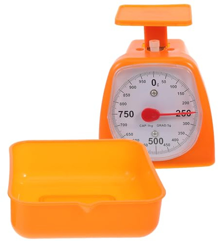 NUOBESTY Balance Cuisine Mécanique à Cadran 1kg en Plastique Transparente pour Pesée de Précision Multifonction, Étudiante et Laboratoire, Usage Domestique, Portable et Couleur Aléatoire