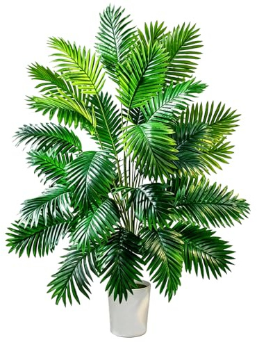 Natligard Kunstpalme Kunstpflanze Groß Palme Kunstbaum，145cm Hoch 36 Zweige Tropische Aesthetic Deko Outdoor Wohnzimmer Schlafzimmer Badezimmer außenbereich Büro Garten Hochzeit Party Deco