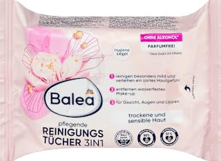 3-in-1 Make-up-Entferner-Tücher, 25 Teile – Marke DM Deutschland – Kompatibel mit Balea – Abschminktücher Pflegend 3in1, 25 St
