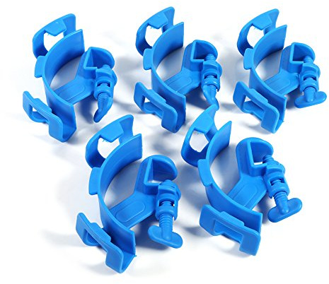 Aquarium Schlauchhalter aus Kunststoff, 5 Stück, Blau, Für 12.5mm Glas und 12 / 16mm Schläuche - Stabiler Halt, Platzsparend, Ideal für Aquarienfilter & Reinigungssysteme