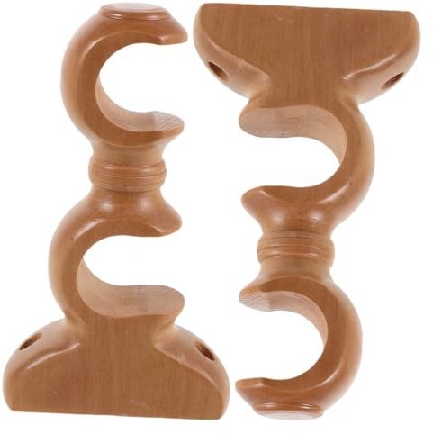 NESTINGHO Soportes Dobles para Cortinas de Madera Beige, 2 Piezas, Estructura Ajustable para Barra de 28 Mm, Instalación Fácil en Pared para Proyectos de Mejora del Hogar