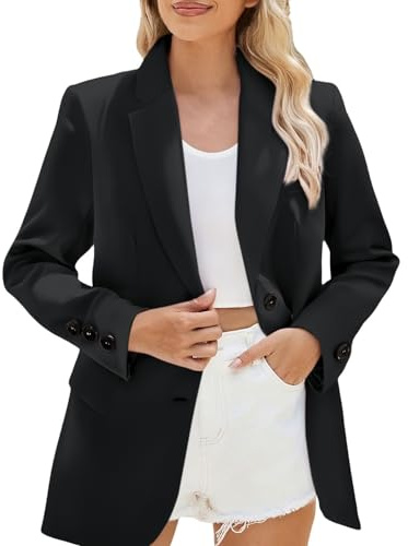 Blazer Dam långärmad bomull sweatblazer fritid stora storlekar kavaj | Långblazer med knappar oversize bubbeljacka stretch och reverskrage damblazer ledig öppen front kavaj för arbete kontor