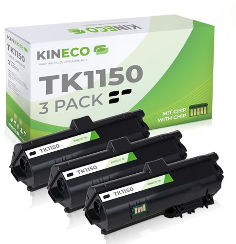 Kineco 3er Pack Toner kompatibel mit Kyocera TK-1150 für Kyocera Ecosys P2235dn P2235dw M2135 M2635 M2735dw - 3X 3.000 Seiten