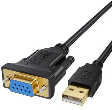 USB to Serial Cable 2M, USB to RS232 Female DB9 9-pin DCE Converter Cord Gold Plated with PL2303 Chipset for Connecting Cisco Switches, Cashier Register, Modem, Scanner, Digital Cameras, CNC, Printer | USB 2.0 to DB9 Female Serial Converter Cable, 9-pin, for Win 11/10/8/7, MacOS, Linux, for Cashier Register, Modem, Scanner