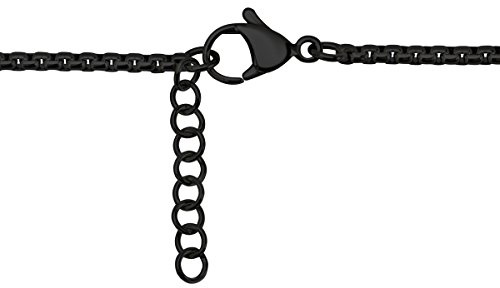 Quiges Damen Ankerkette Schwarz Edelstahl mit Karabinerverschluss ohne Anhänger (42 + 4cm erweiterbar)