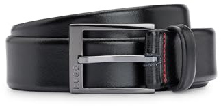 HUGO Herren Garney Sz35 Gürtel aus italienischem Leder mit polierten Metalldetails