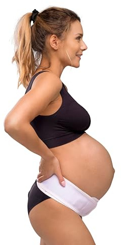 Carriwell Cinturón de Embarazo Ajustable con Cierre de Velcro | Cinturón de Maternidad | Reduce la Presión, Alivia el Dolor Lumbar y Sostiene el Vientre | Discreto bajo la Ropa | S/M