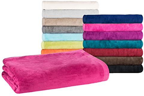 Moon - Classic Kuscheldecke Übergröße 220x240 cm Wolldecke pink einfarbig, Pflegeleichte Baumwollmischung