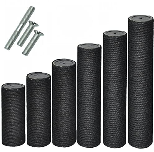 nanook Kratzstamm/Sisalsäule/Ersatzstamm für Kratzbäume - Ø 9 cm, Gewinde M8 - schwarz - Länge 60 cm - inkl. 3 Befestigungsschrauben