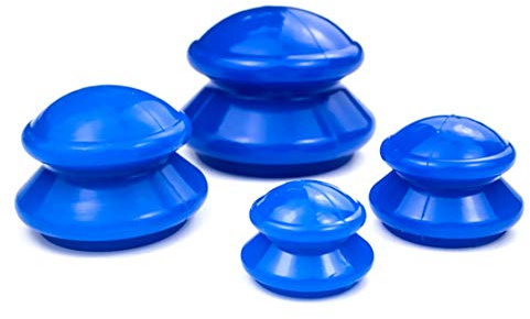 JZK 4x Schröpftherapie Chinesisches Massage Becher-Set, Vakuum-Silikonbecher, tragbares Massagewerkzeug, Körpermassage-Set für die Blutzirkulation, Schmerzlinderung