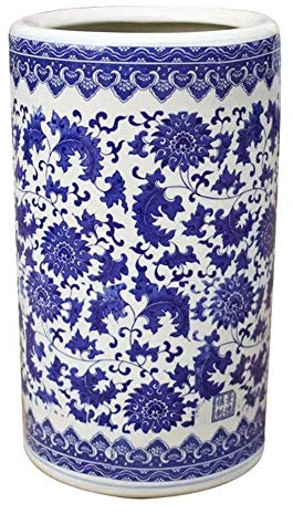 16 runder Keramik Retro Regenschirmständer, Stockständer oder Vase, Blumenblau & Weißes Porzellan, Home Office Eingangsbereich Dekor (Farbe: Stil 2)
