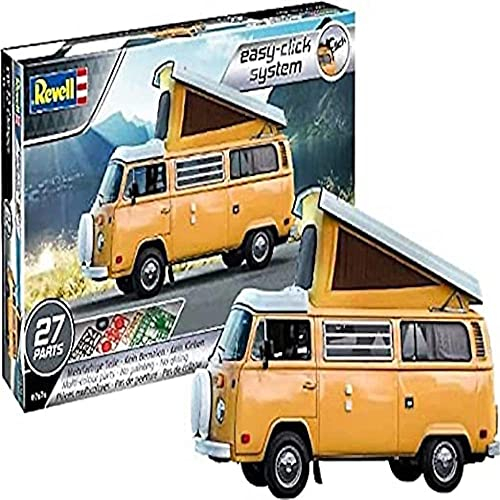 Revell 07676 (Easy-Click) Scale Volkswagen T2 Camper (fácil Clic) Kit de Modelo Escala 1:24, Color sin barnizar