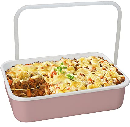HONEYWARE Frischhaltedose mit Deckel 1,35 L, Emaille, Alt-Rosa | Vorratsbehälter, hitzebeständig bis 400°C, für Herd, Backofen, Kühlschrank, spülmaschinengeeignet, nickelfrei